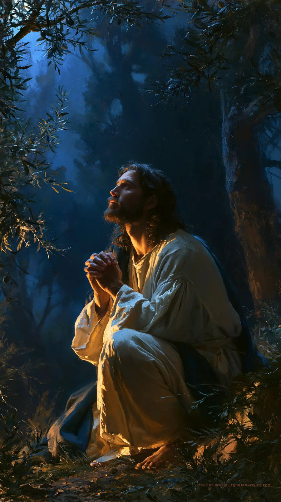 Jésus à Gethsémani — Le Genou d’ambre dans la nuit d’azur