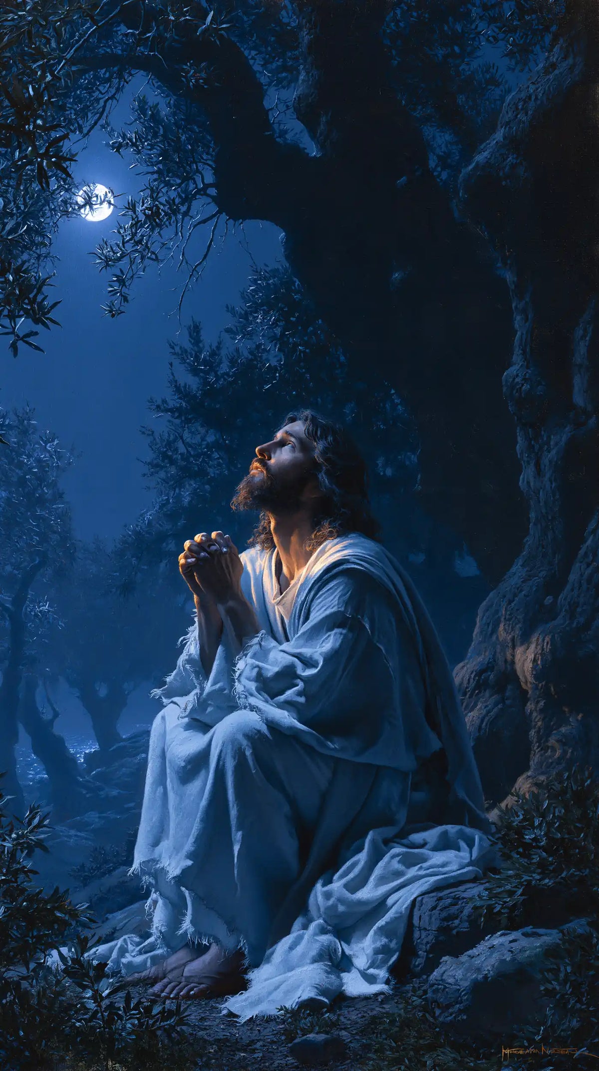 Jésus à Gethsémani — L’Appel sous la branche de lune