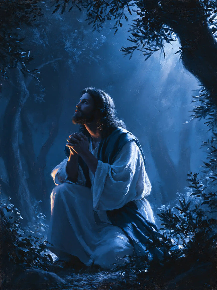 Jésus à Gethsémani — La Clarté descendue entre les arbres