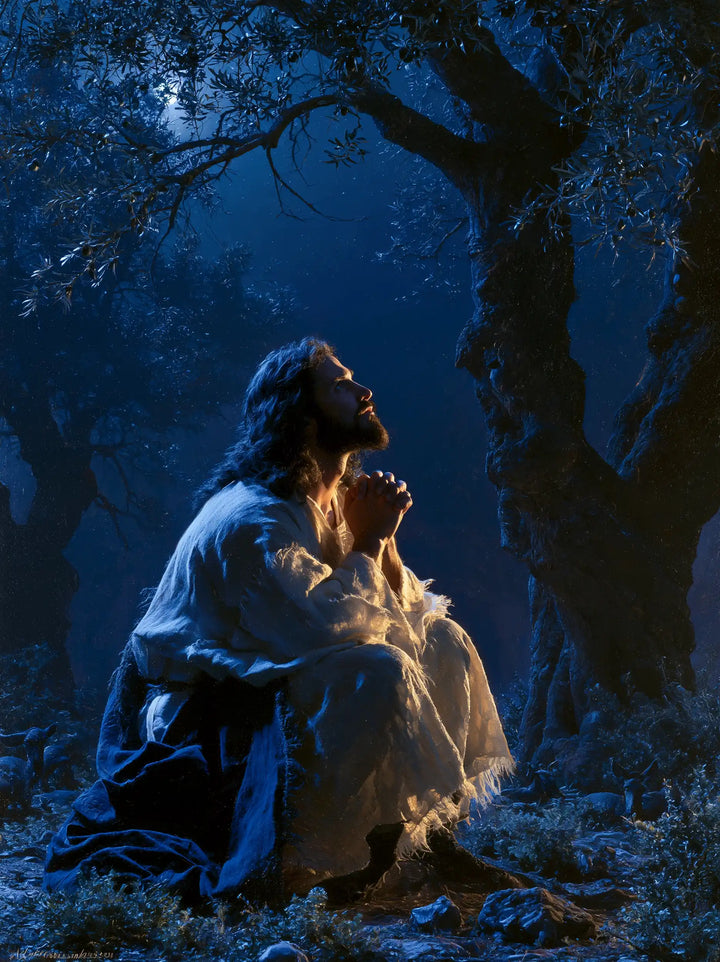 Jésus à Gethsémani — La Prière au manteau de nuit claire