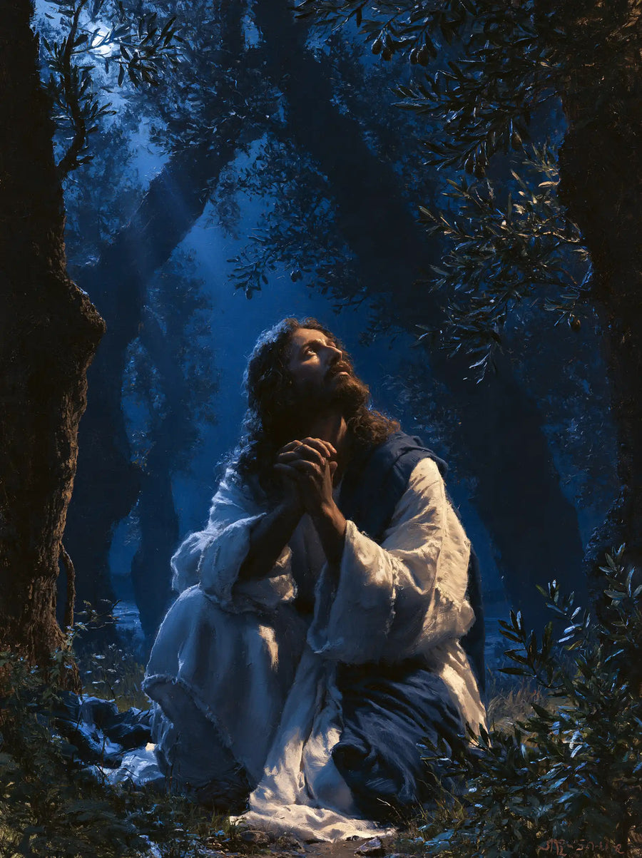 Jésus à Gethsémani — Le Regard sous les feuilles de minuit