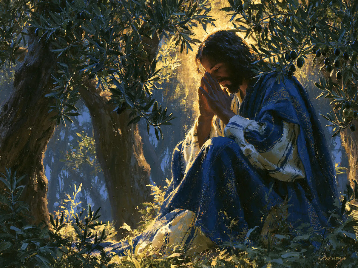 Jésus à Gethsémani — Les Mains abritant le front