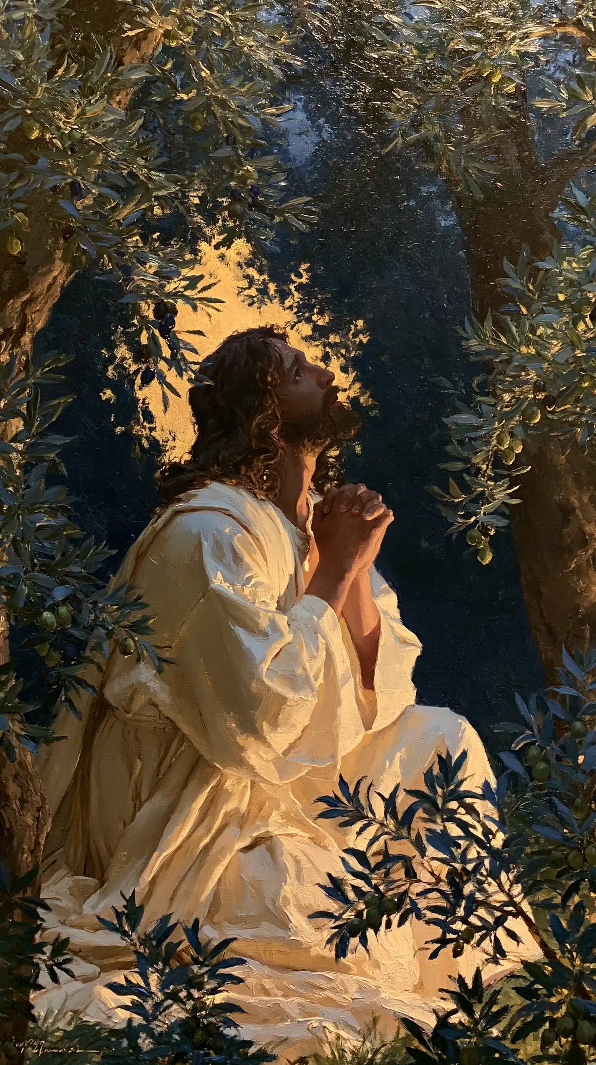 Jésus à Gethsémani — L’Ivoire dans la dentelle des branches