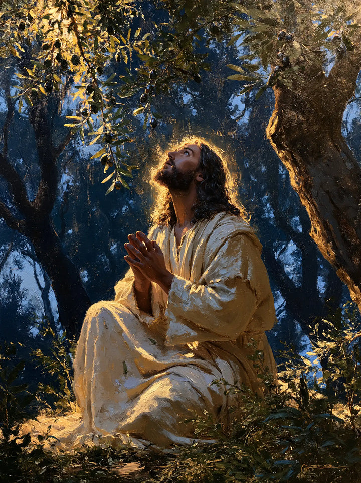 Jésus à Gethsémani — Le Regard sous les cascades d’or