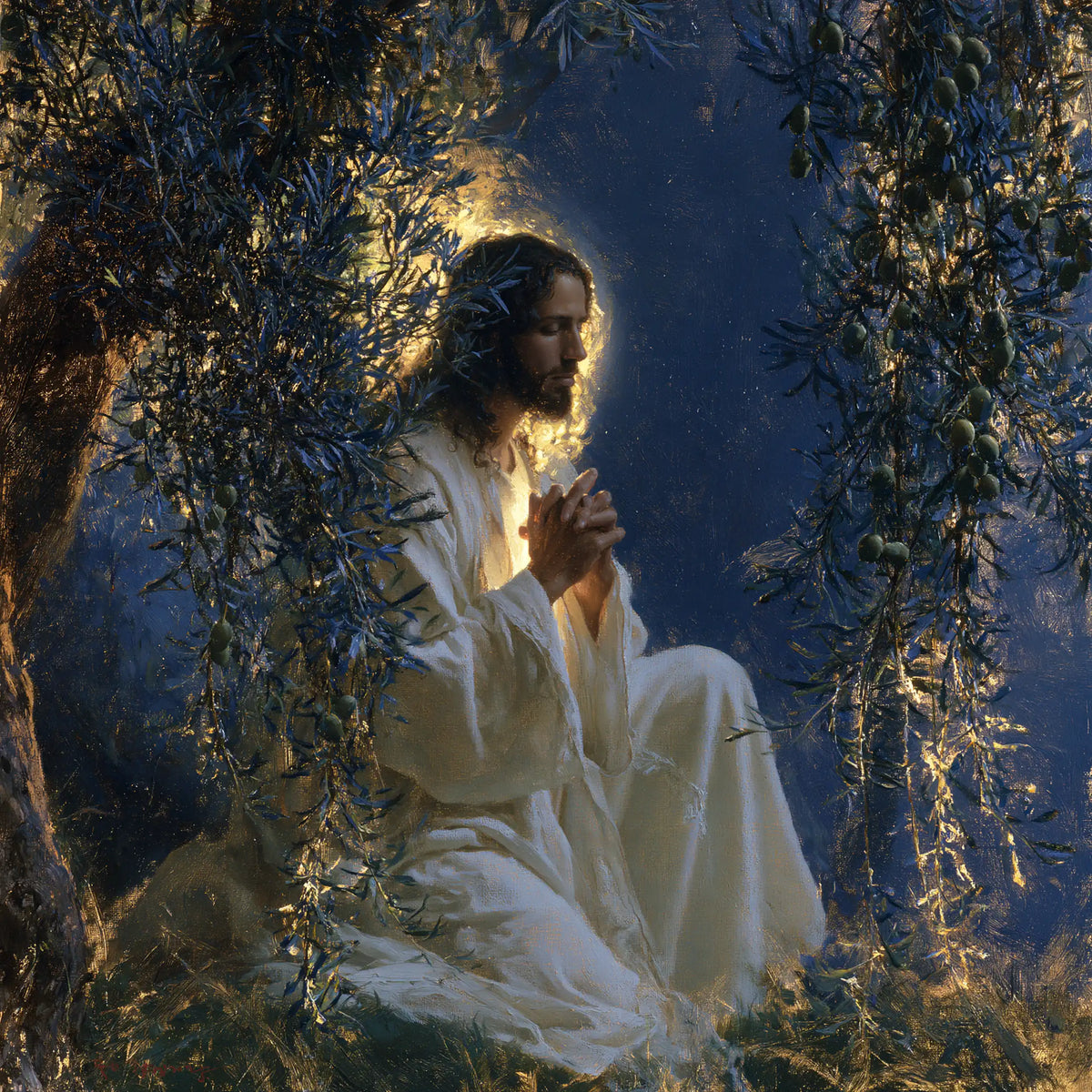 Jésus à Gethsémani — L’Oraison sous les fils de lumière