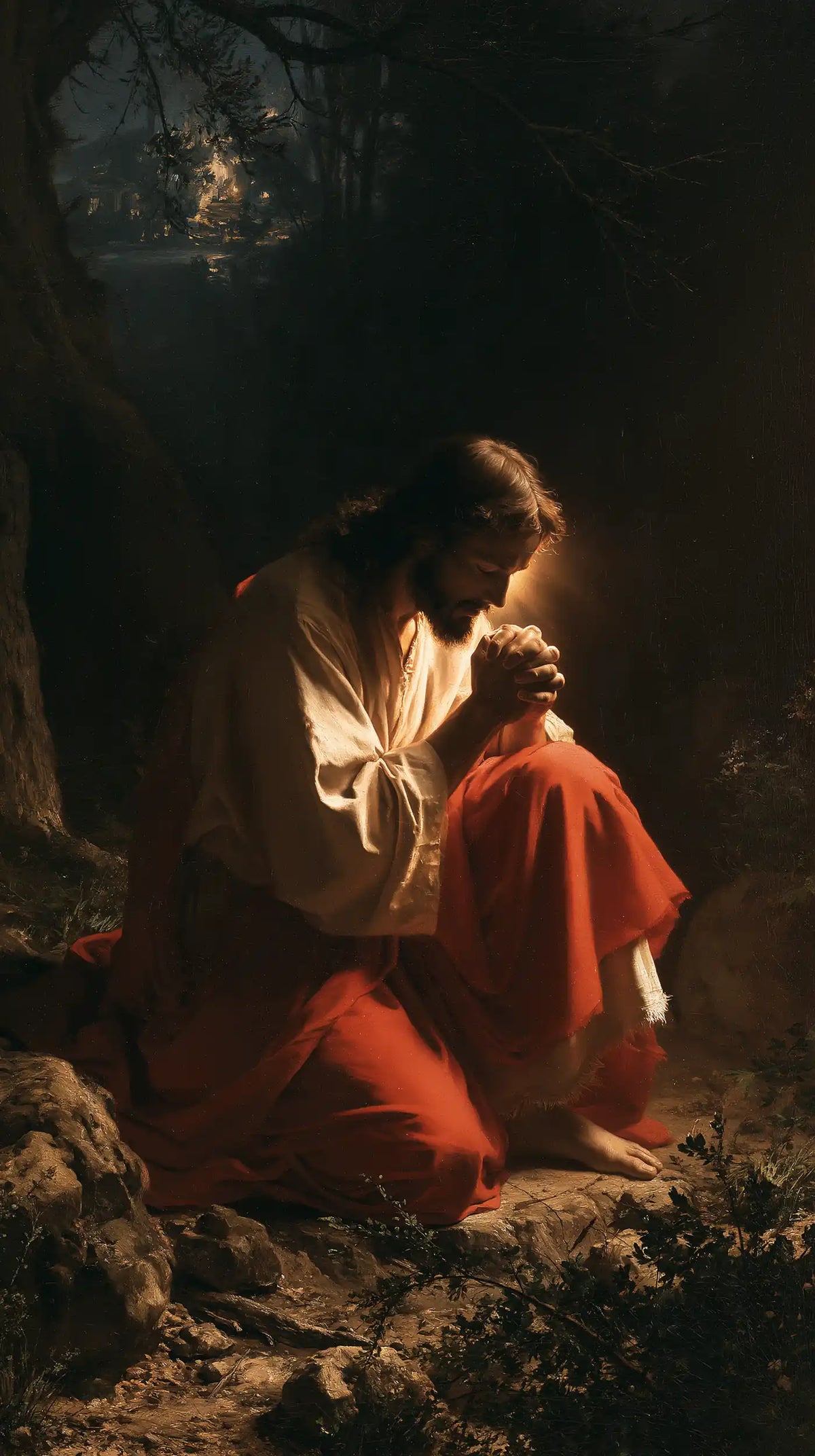Jésus à Gethsémani — Le Genou rouge dans l’ombre du jardin