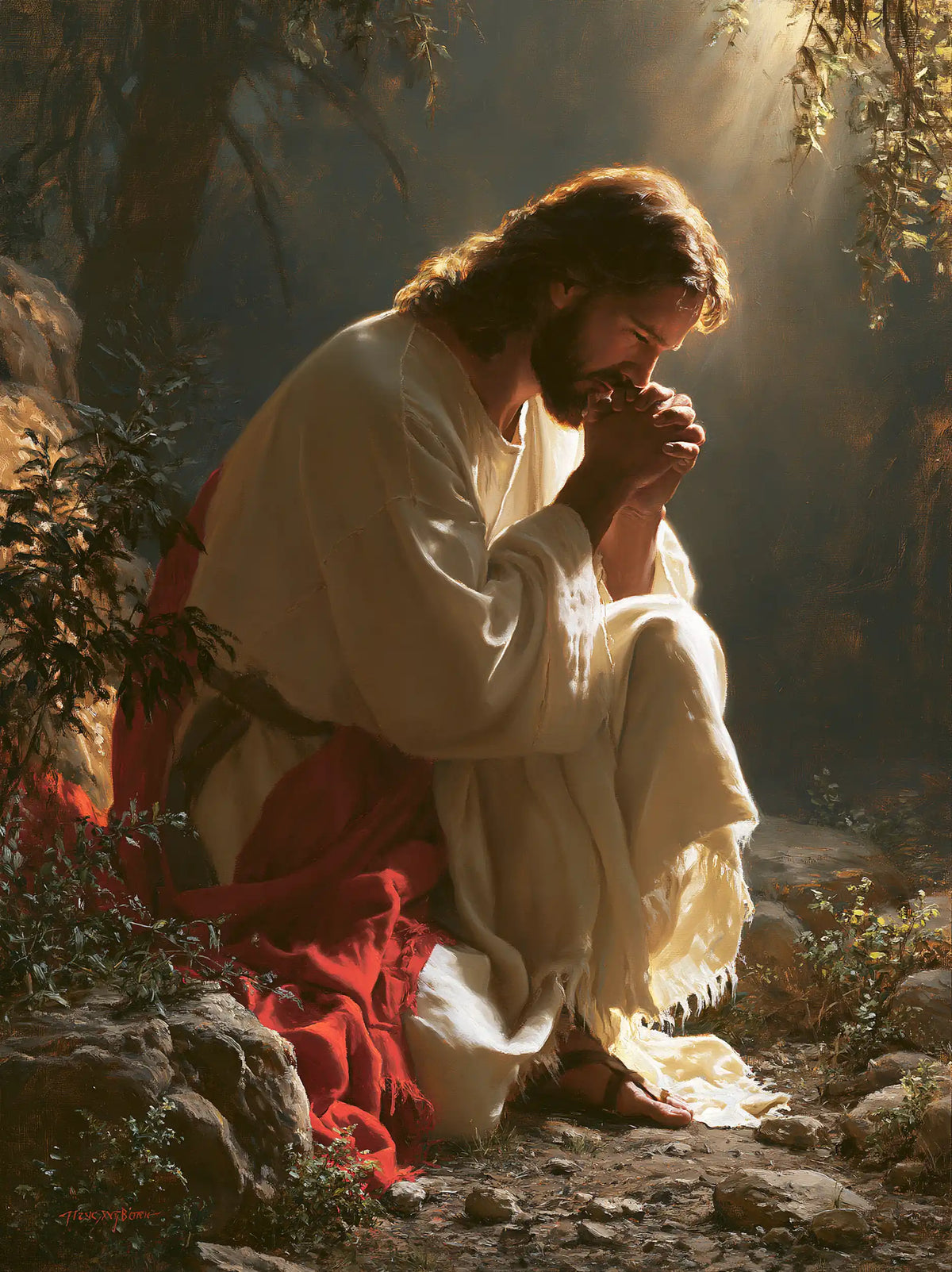 Jésus à Gethsémani — Le Lin au-dessus du manteau abandonné