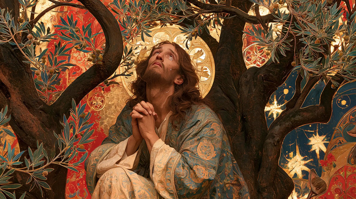 Jésus à Gethsémani — Le Regard au jardin de grenat