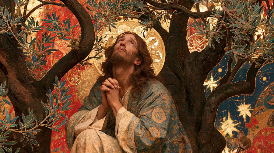 Jésus à Gethsémani — Le Regard au jardin de grenat