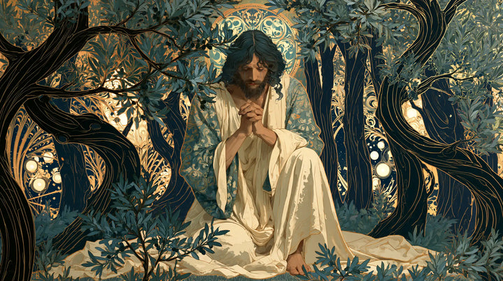 Jésus à Gethsémani — La Prière au nimbe de turquoise