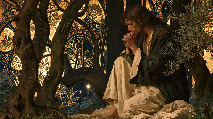 Jésus à Gethsémani — La Prière sous les arches de bois