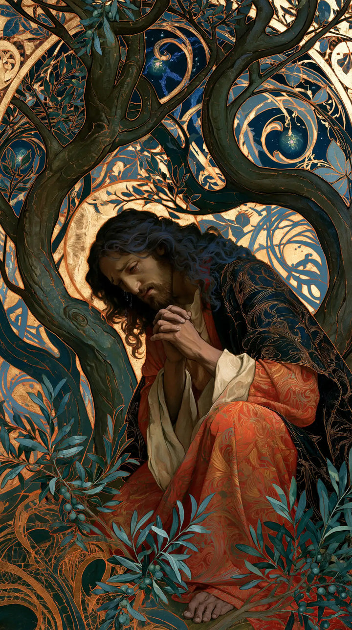 Jésus à Gethsémani — Le Recueillement sous les spirales de jade