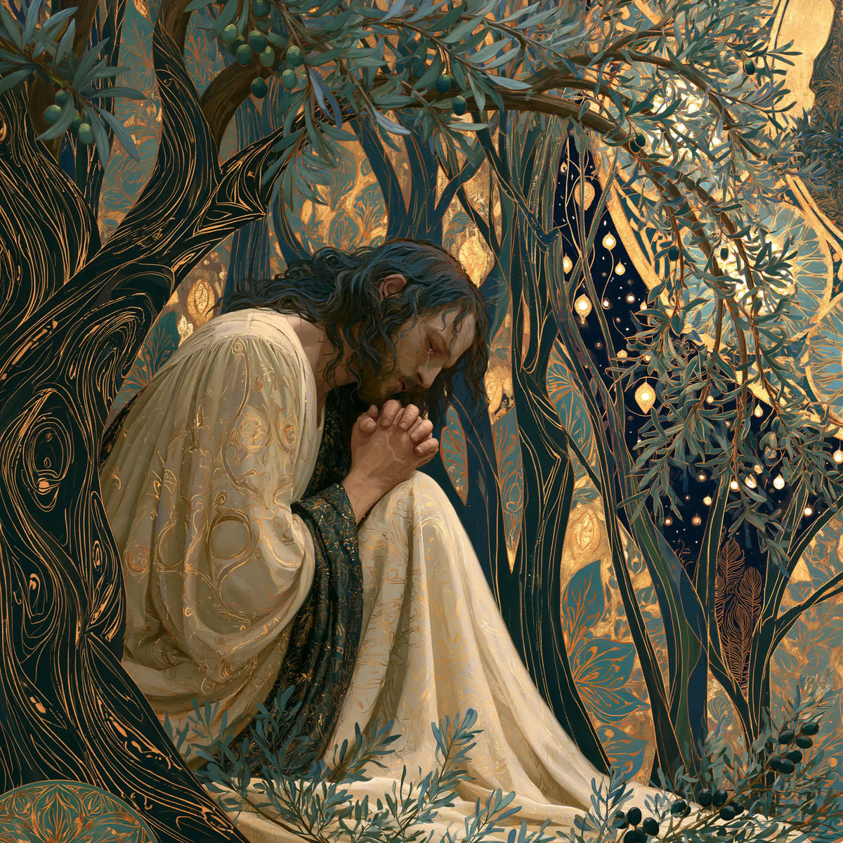 Jésus à Gethsémani — Le Recueillement au manteau de feuille