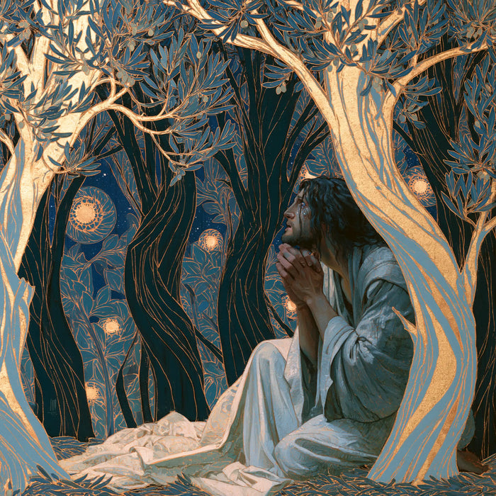 Jesus in Gethsemane - Sacred Art Nouveau · Square n° 6