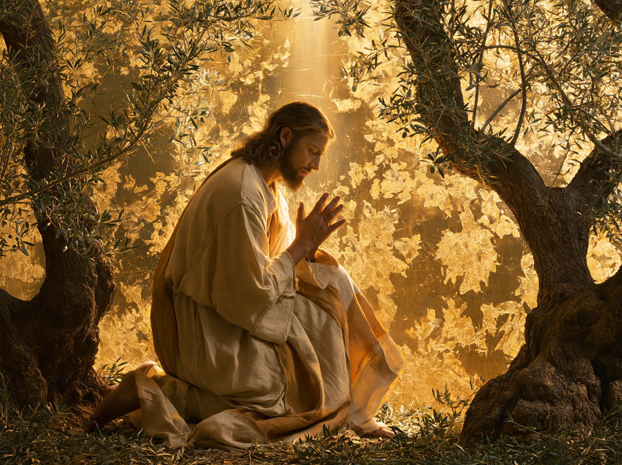 Jésus à Gethsémani — La Prière aux paumes de lumière