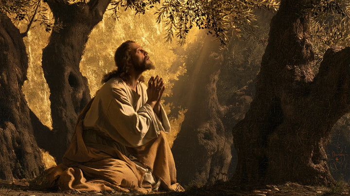 Jésus à Gethsémani — Les Paumes vers le ciel de miel