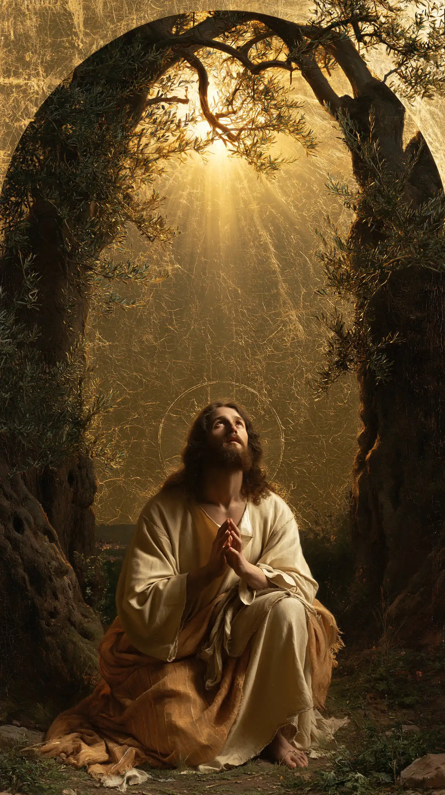 Jésus à Gethsémani — La Prière sous la haute arche dorée