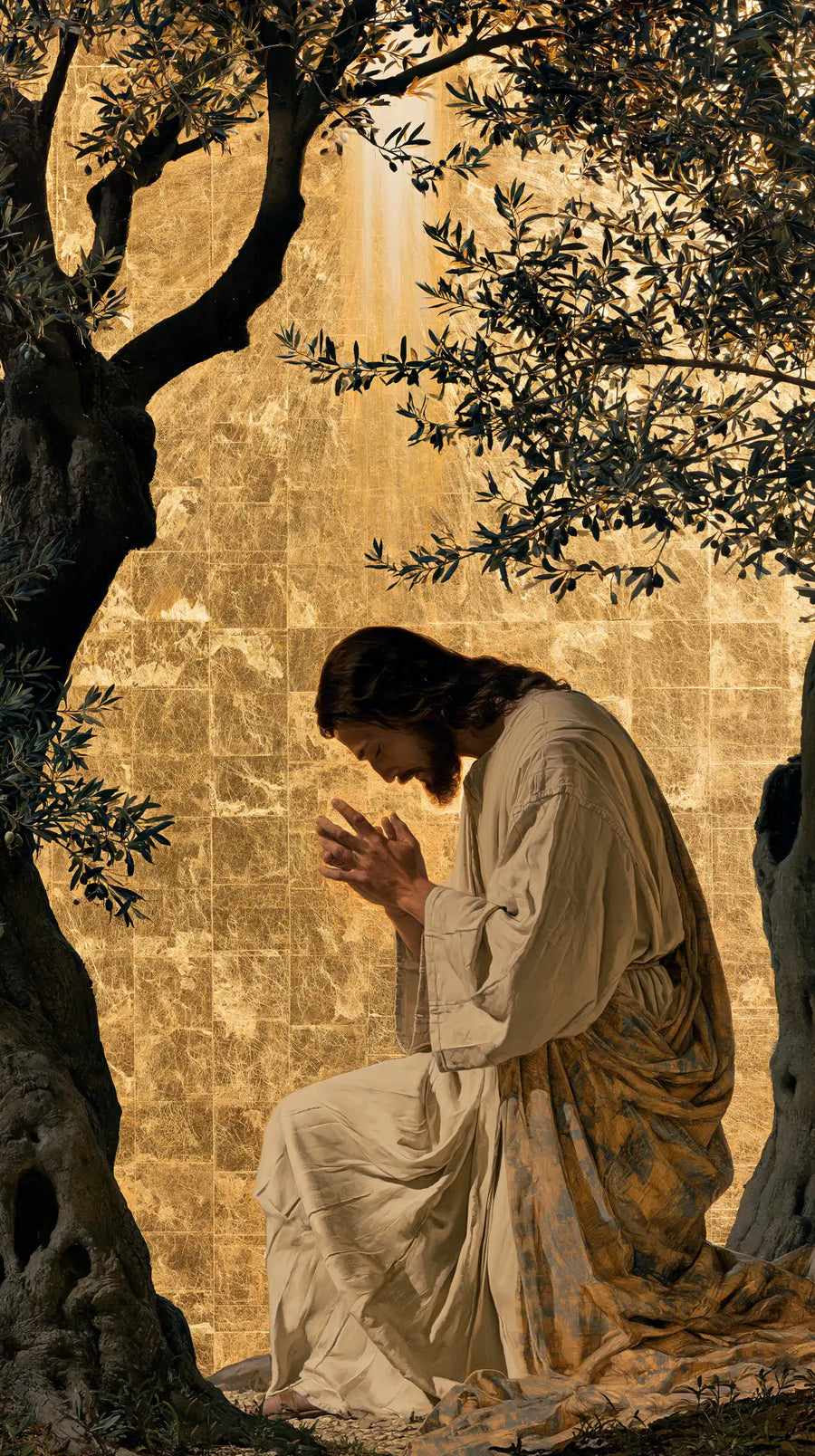 Jésus à Gethsémani — Le Silence sous la feuille d’or immuable