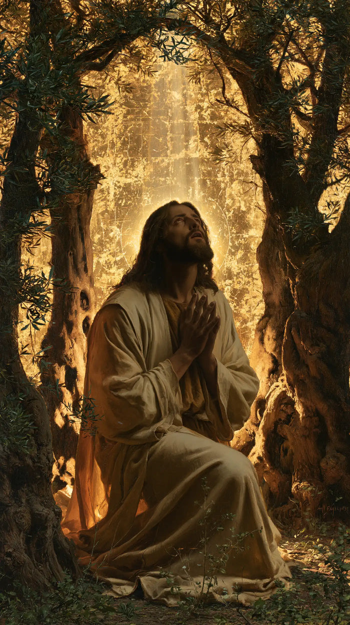 Jésus à Gethsémani — L’Attente au bas du rayon d’or