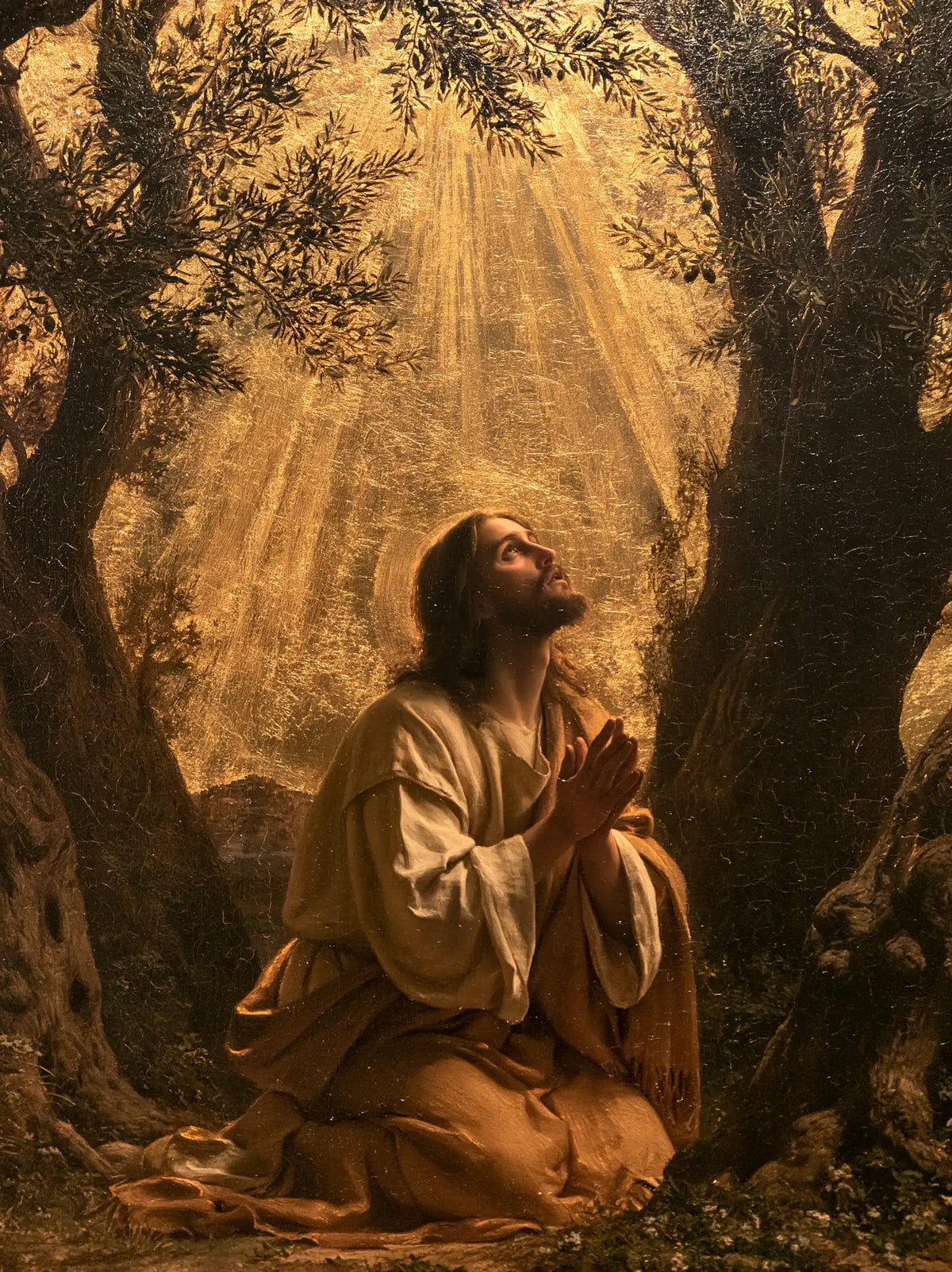 Jésus à Gethsémani — Les Mains au soleil des branches