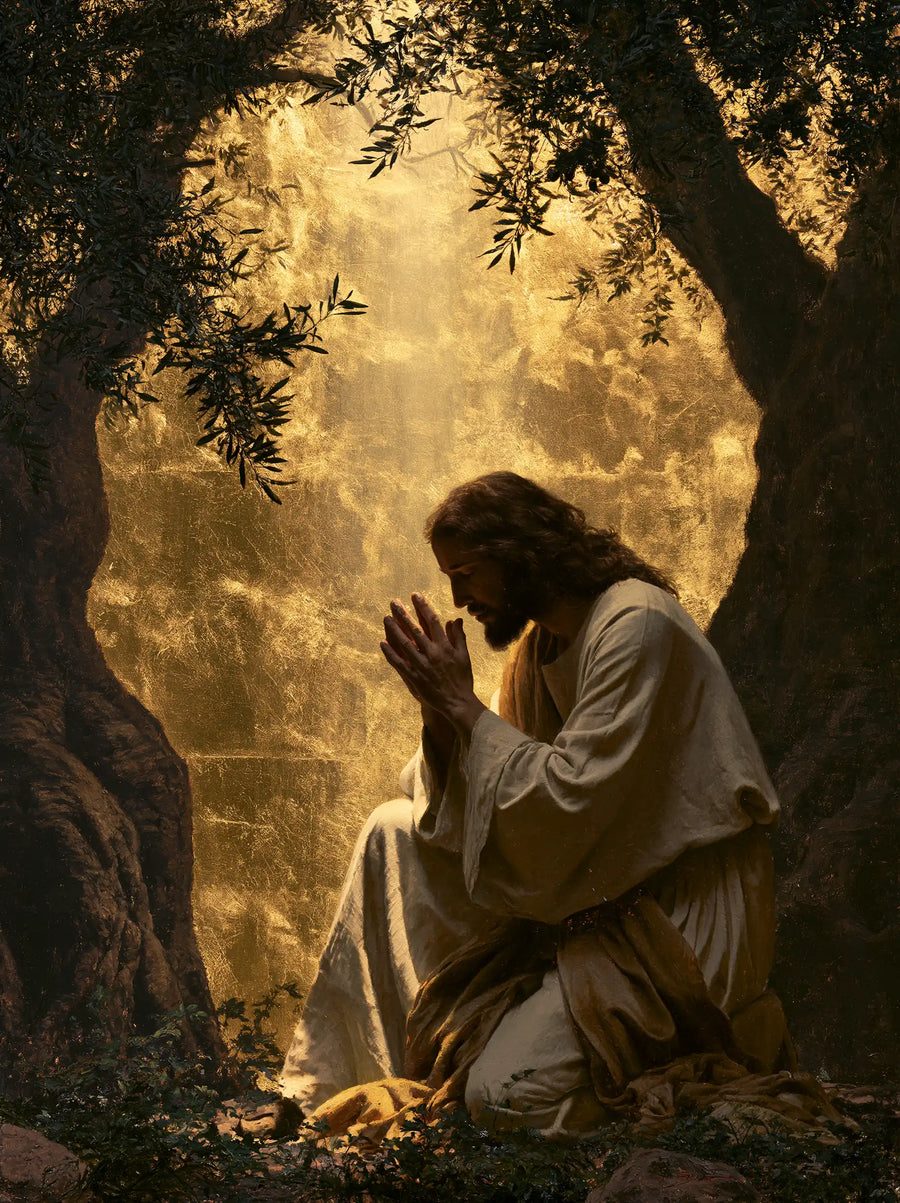 Jésus à Gethsémani — Le Recueillement devant la cascade d’ambre