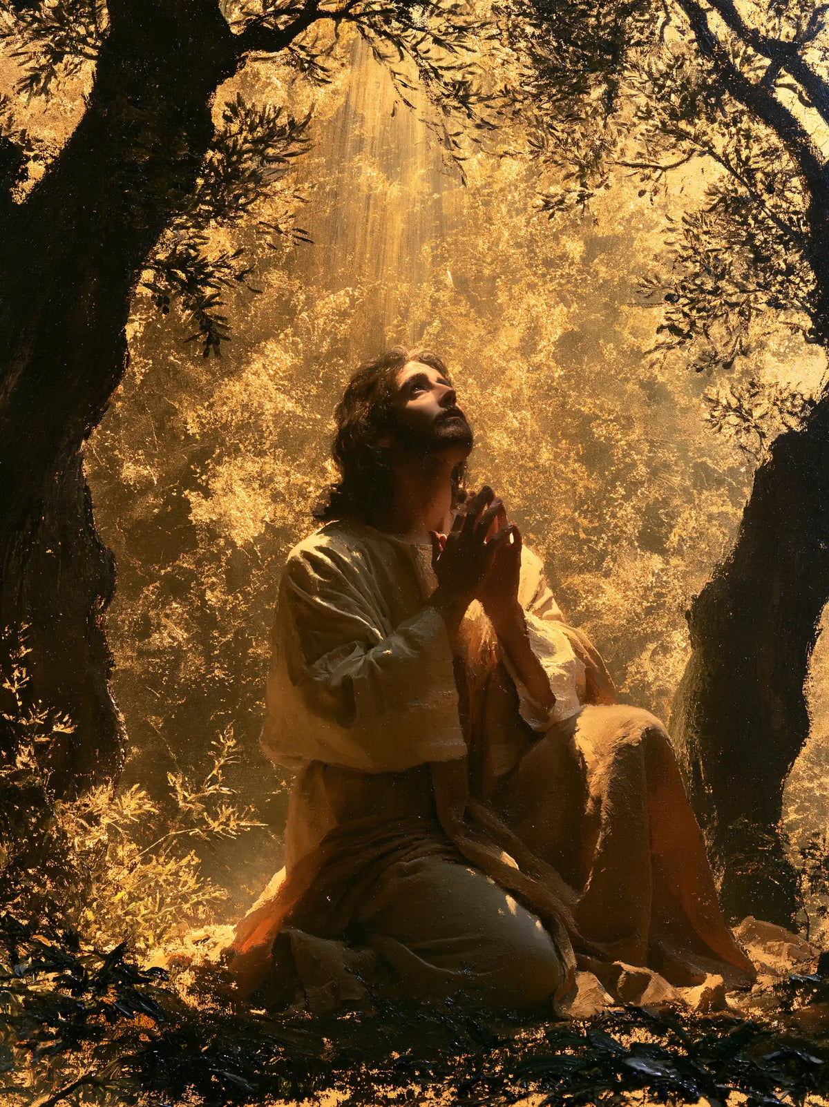 Jésus à Gethsémani — La Prière dans le ruissellement d’ambre