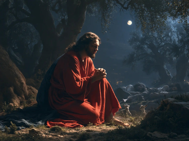 Jésus à Gethsémani — La Prière au manteau de pourpre nocturne