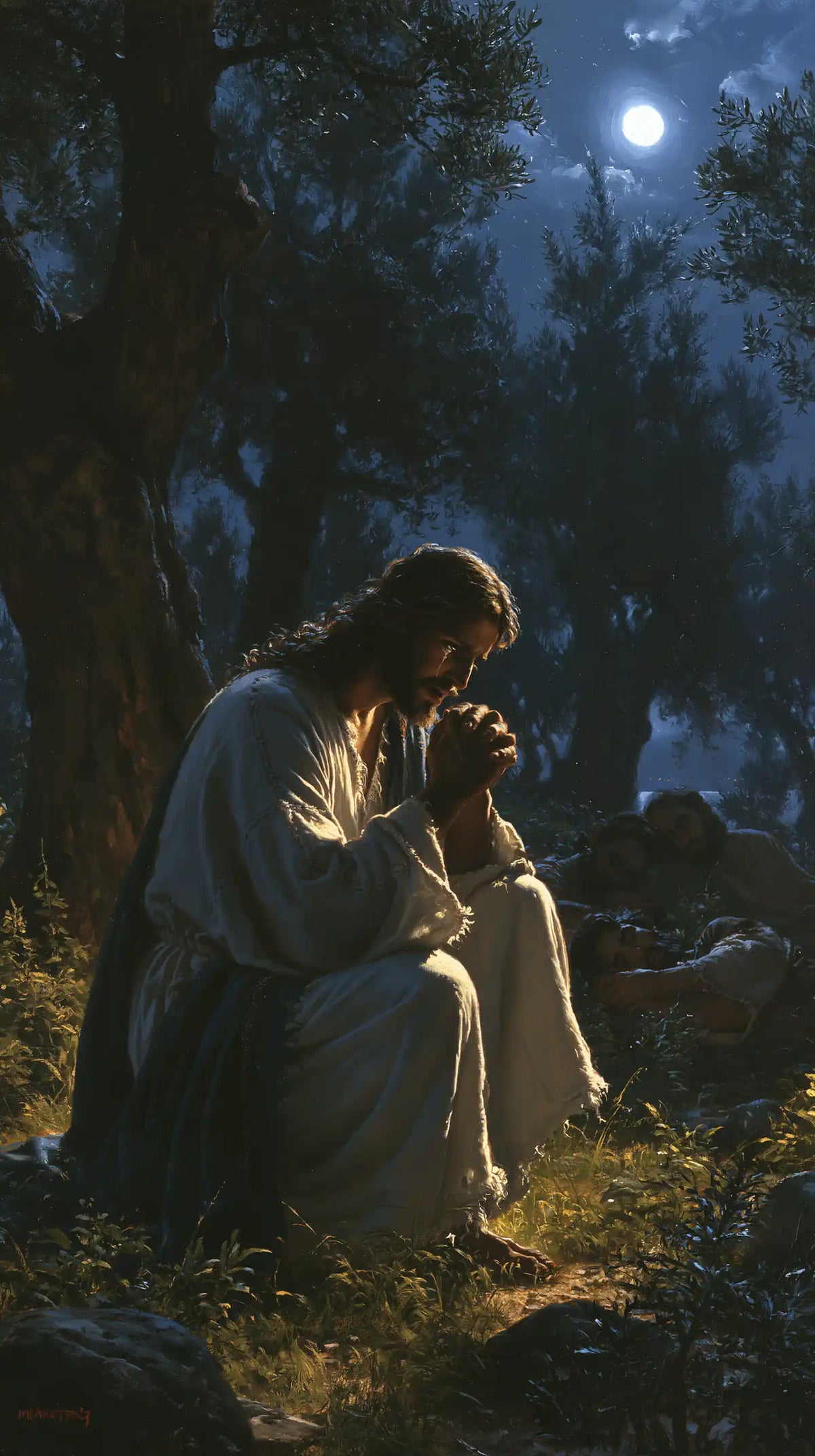Jésus à Gethsémani — La Prière baissée au milieu du repos