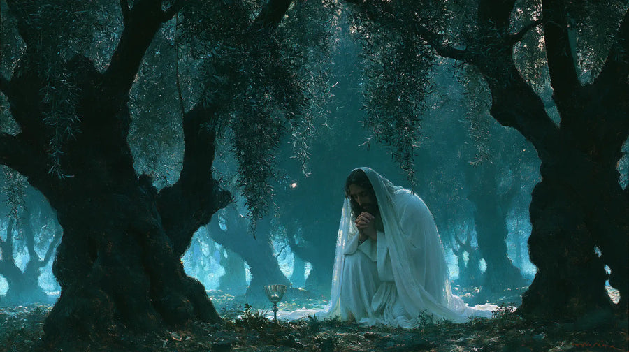 Jésus à Gethsémani — Le Voile blanc dans la forêt turquoise