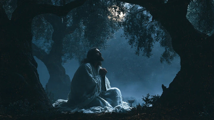 Jésus à Gethsémani — Le Regard vers la lune entre les branches