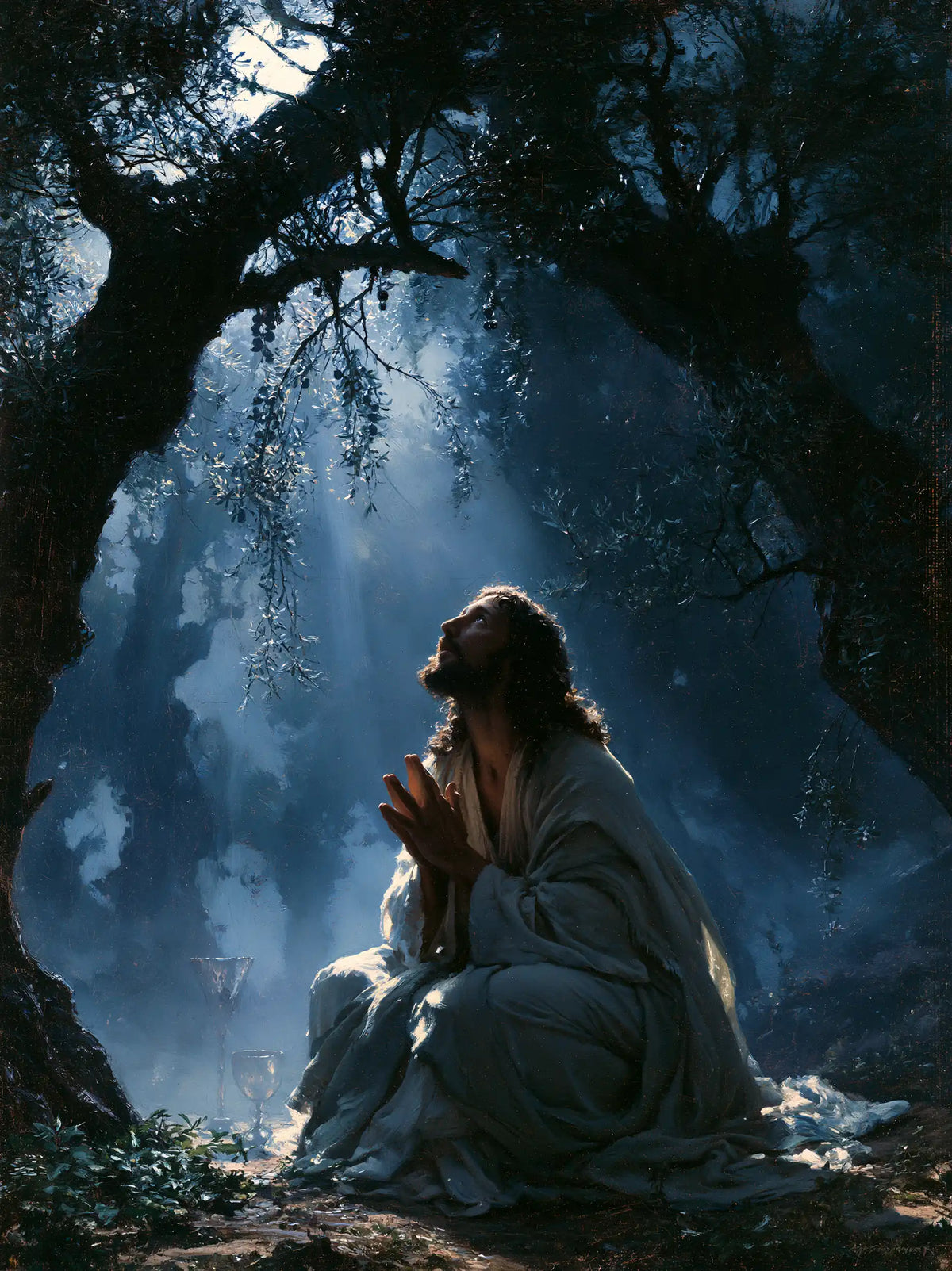Jésus à Gethsémani — Le Regard sous le rayon des branches