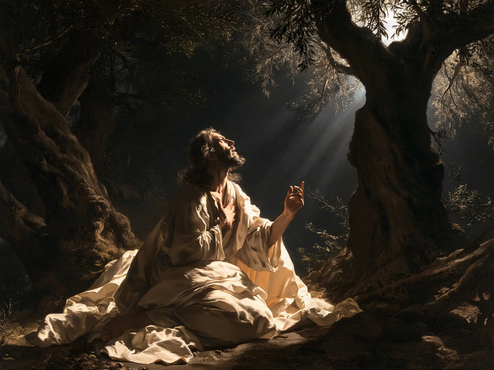 Jésus à Gethsémani — La Main ouverte au rayon céleste