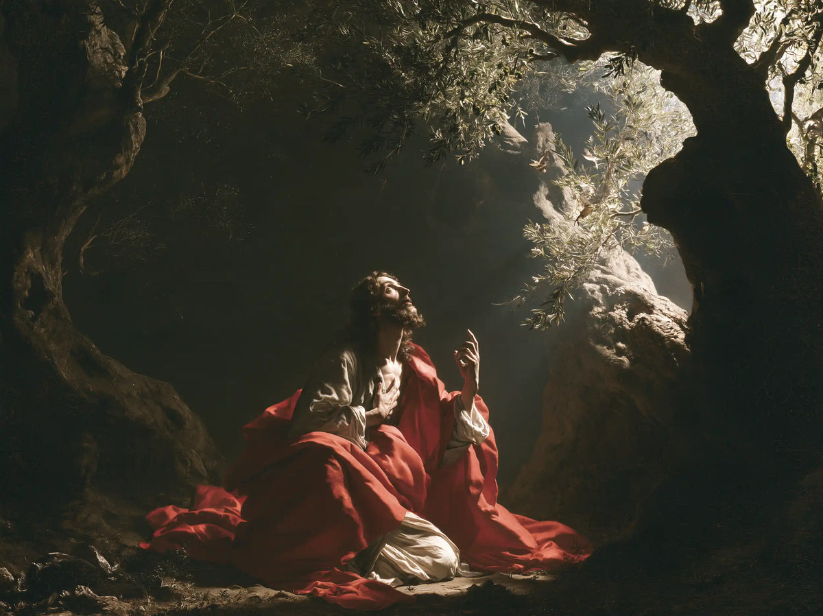 Jésus à Gethsémani — Le Manteau pourpre dans le théâtre des arbres