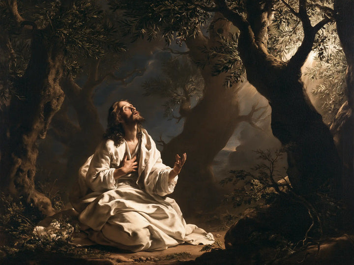 Jésus à Gethsémani — Les Paumes ouvertes dans la clairière brune