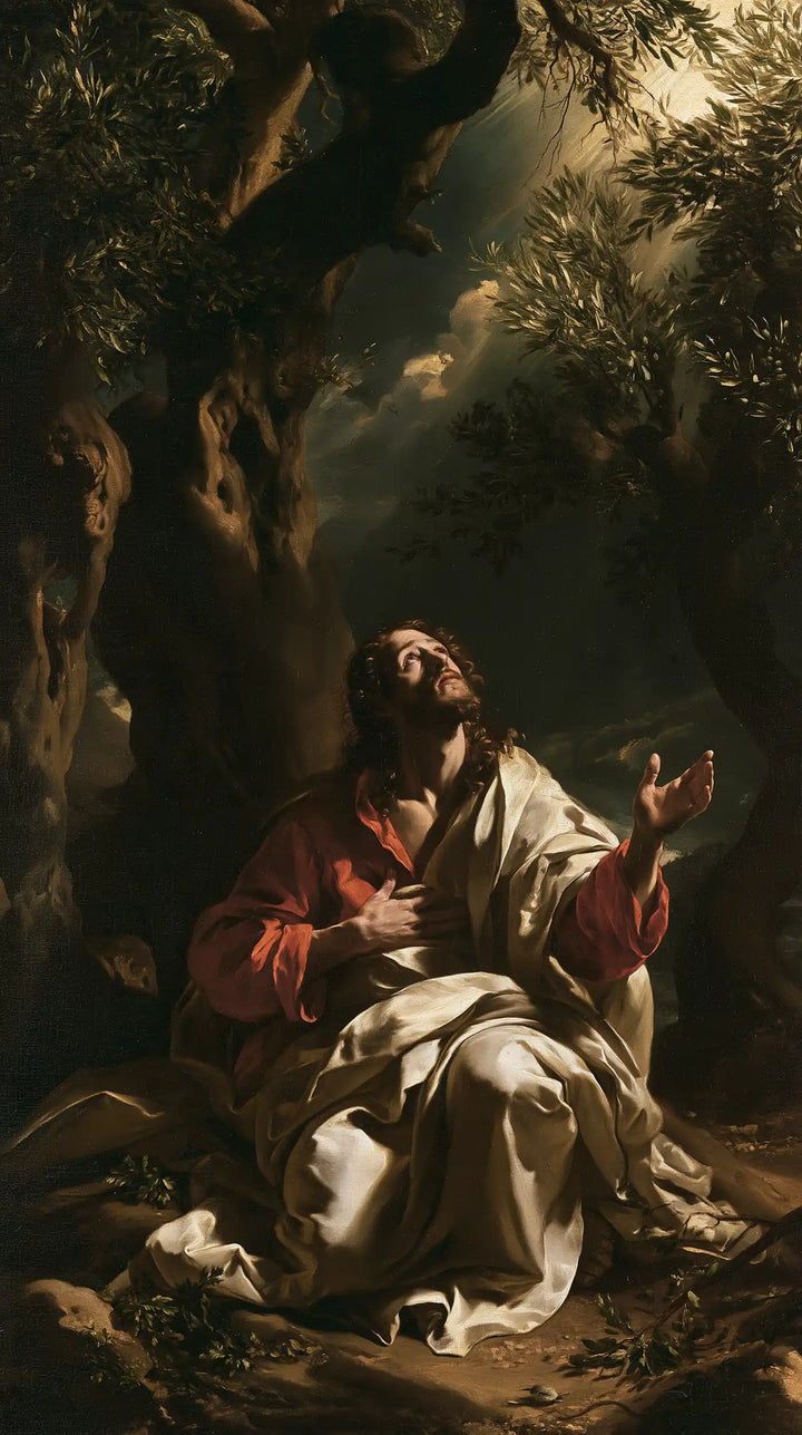 Jésus à Gethsémani — La Prière sous les hautes branches d’ambre