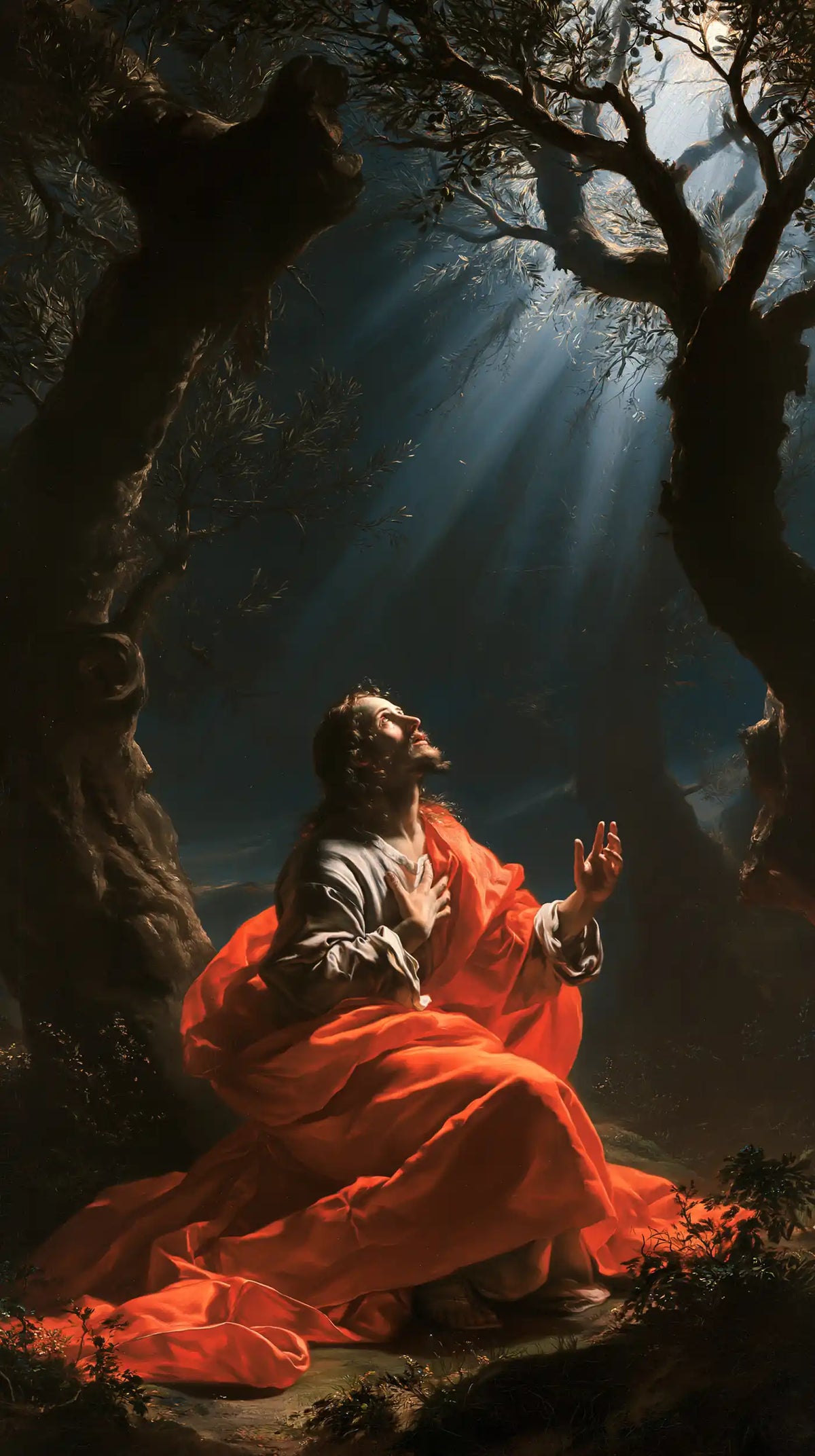 Jésus à Gethsémani — La Prière sous les flèches de lumière