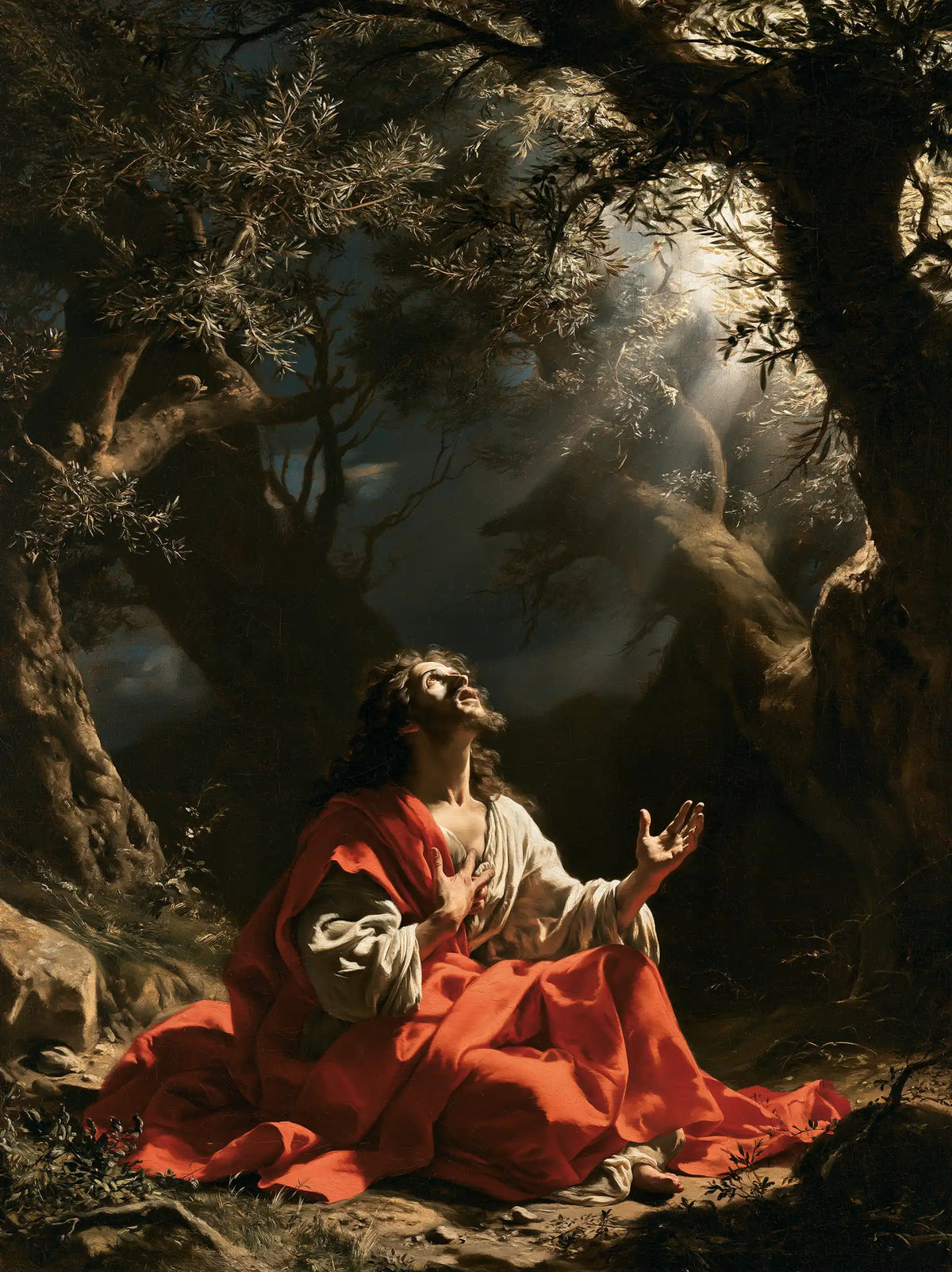 Jésus à Gethsémani — Les Bras ouverts dans le jardin de lumière