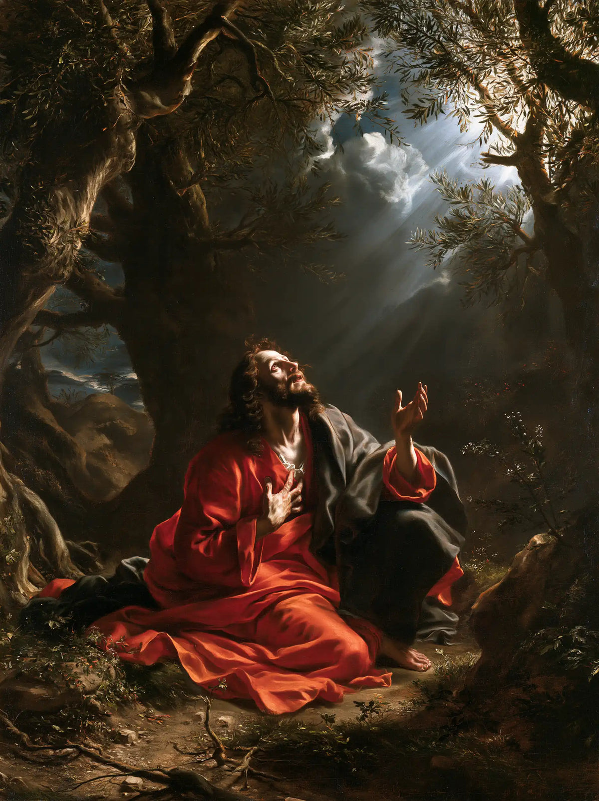 Jésus à Gethsémani — Le Cœur tourné vers la trouée du ciel