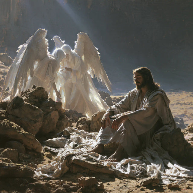Jésus dans le désert — La Blancheur veille dans le désert gris