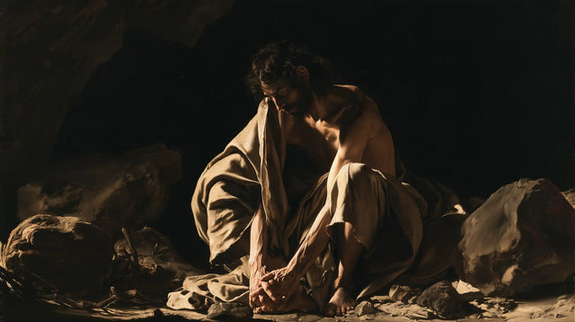 Jesus in the Desert - Caravaggio Tenebrism · Landscape n° 17