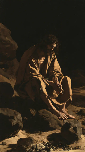 Jesus in the Desert - Caravaggio Tenebrism · Portrait n° 11