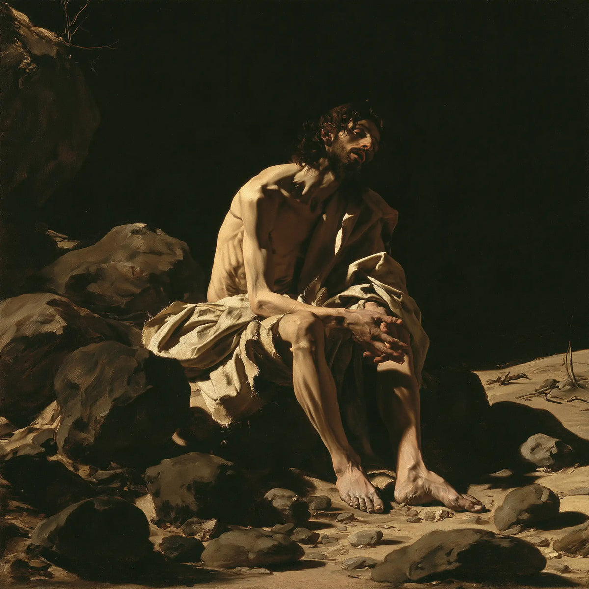 Jésus dans le désert — Le Repos parmi les pierres dispersées
