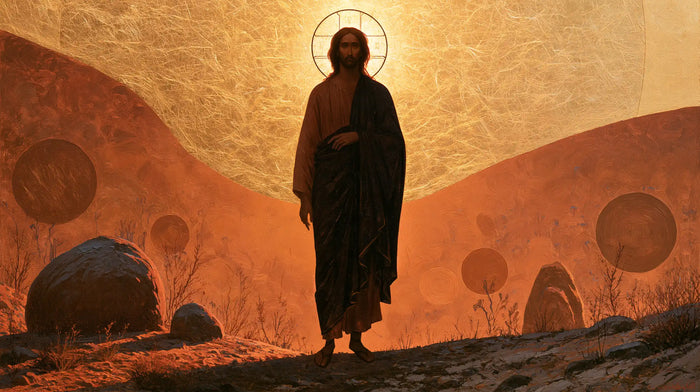 Jésus dans le désert — La Silhouette devant les astres de terre