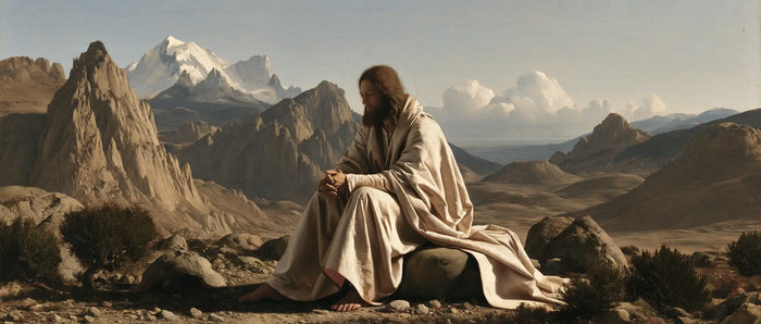 Jésus dans le désert — Les Mains réunies devant le lointain