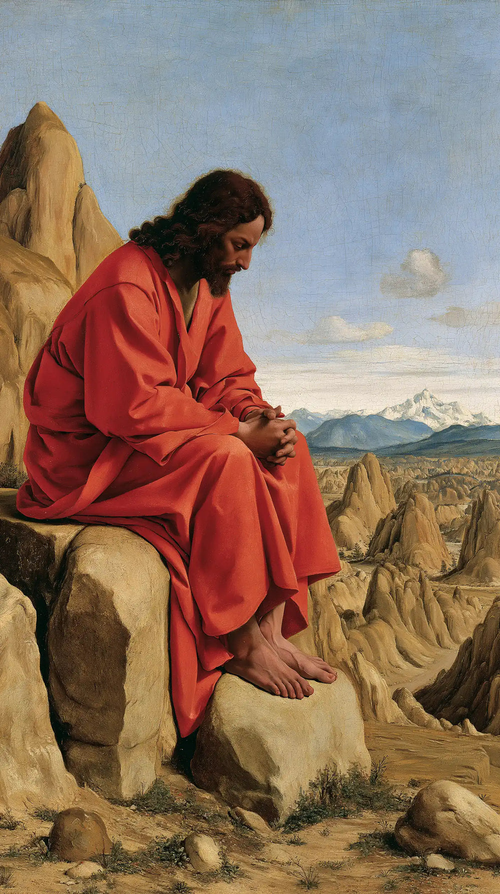 Jesus in the desert during the temptation in Florentine Renaissance style, portrait Christian artwork no. 3