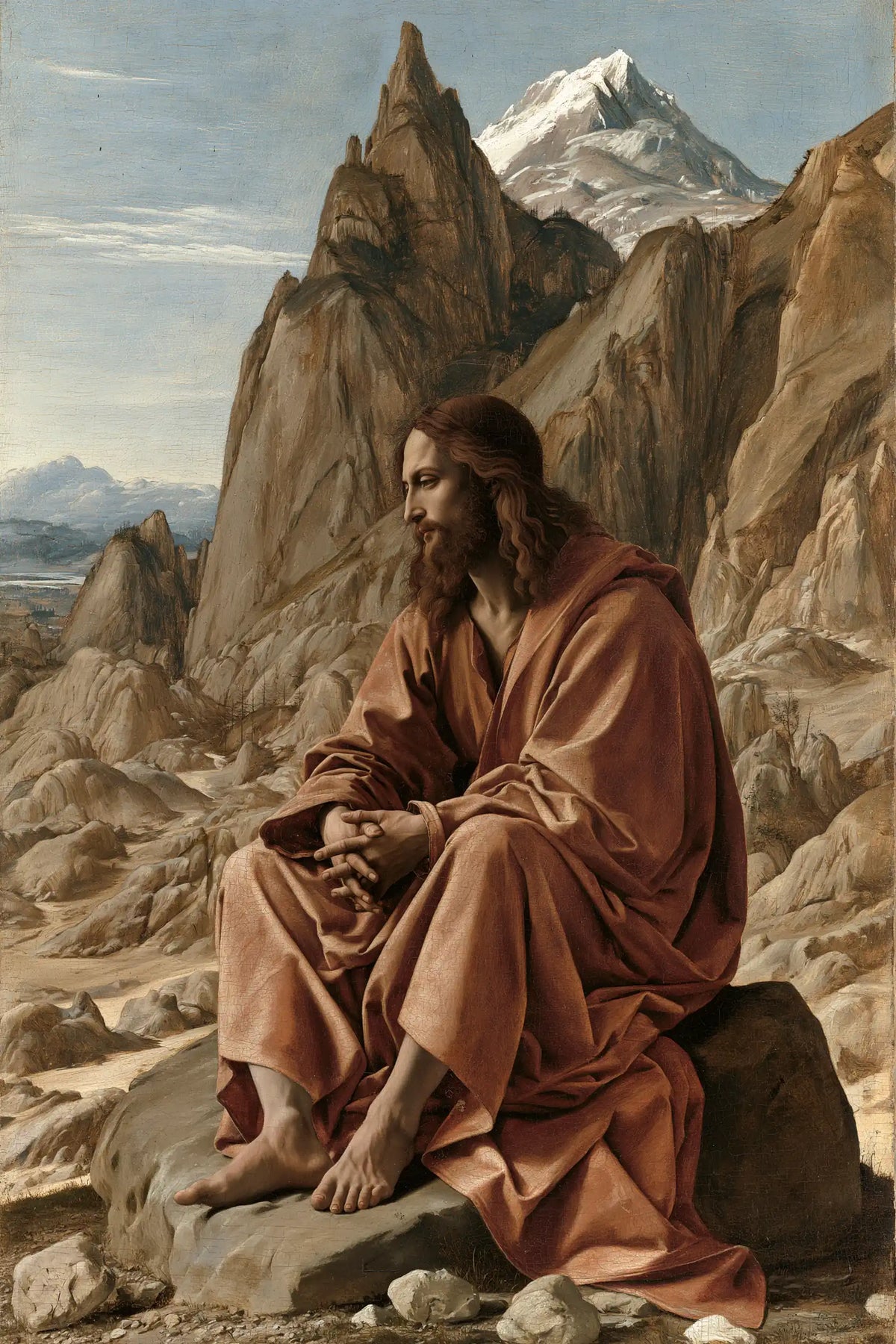 Jésus dans le désert — La Halte sous le sommet de neige