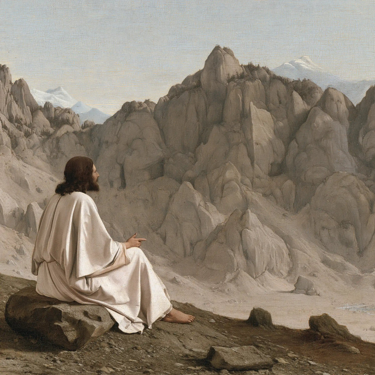 Jésus dans le désert — La Contemplation du mur de pierre