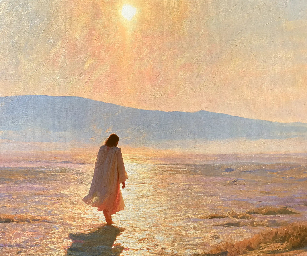 Jésus dans le désert — Le Pas dans la poussière de lumière