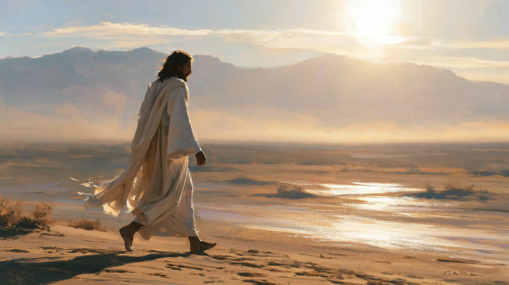 Jésus dans le désert — La Marche le long des reflets dorés