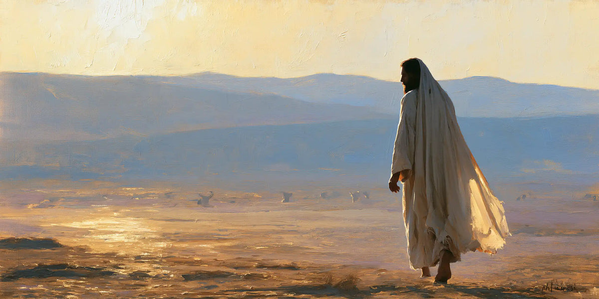 Jésus dans le désert — Le Voile clair devant les collines bleues